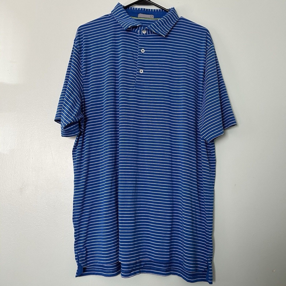 Tasc Shirt Mens XLarge Polo Performance Short Sleeve Lightweight Blue Strip